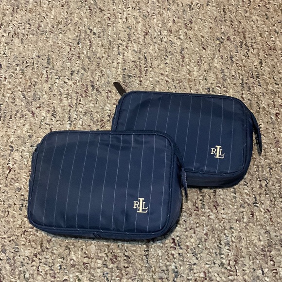 Lauren Ralph Lauren Handbags - Lauren Ralph Lauren striped blue makeup bag